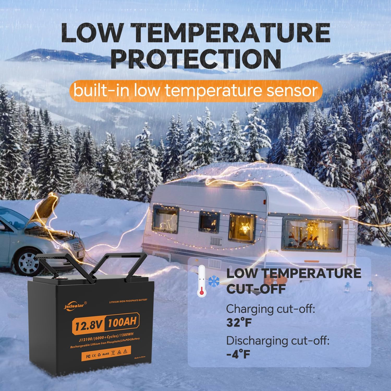 12V 100Ah Lithium LiFePO4 Battery Packs, Rechargeable Lithium Battery 15000+ Deep Cycles with 100A BMS, 1.28kWh, Perfect for Trolling Motors, RVs, Van and Solar Home Energy Storage