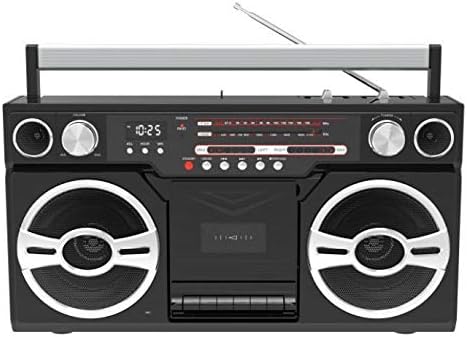 Milanix Vintage Retro 1980s Portable Boombox Cassette Player with Bluetooth, AM/FM Radio, USB, SD, Aux-in, AC/DC and Battery Operated