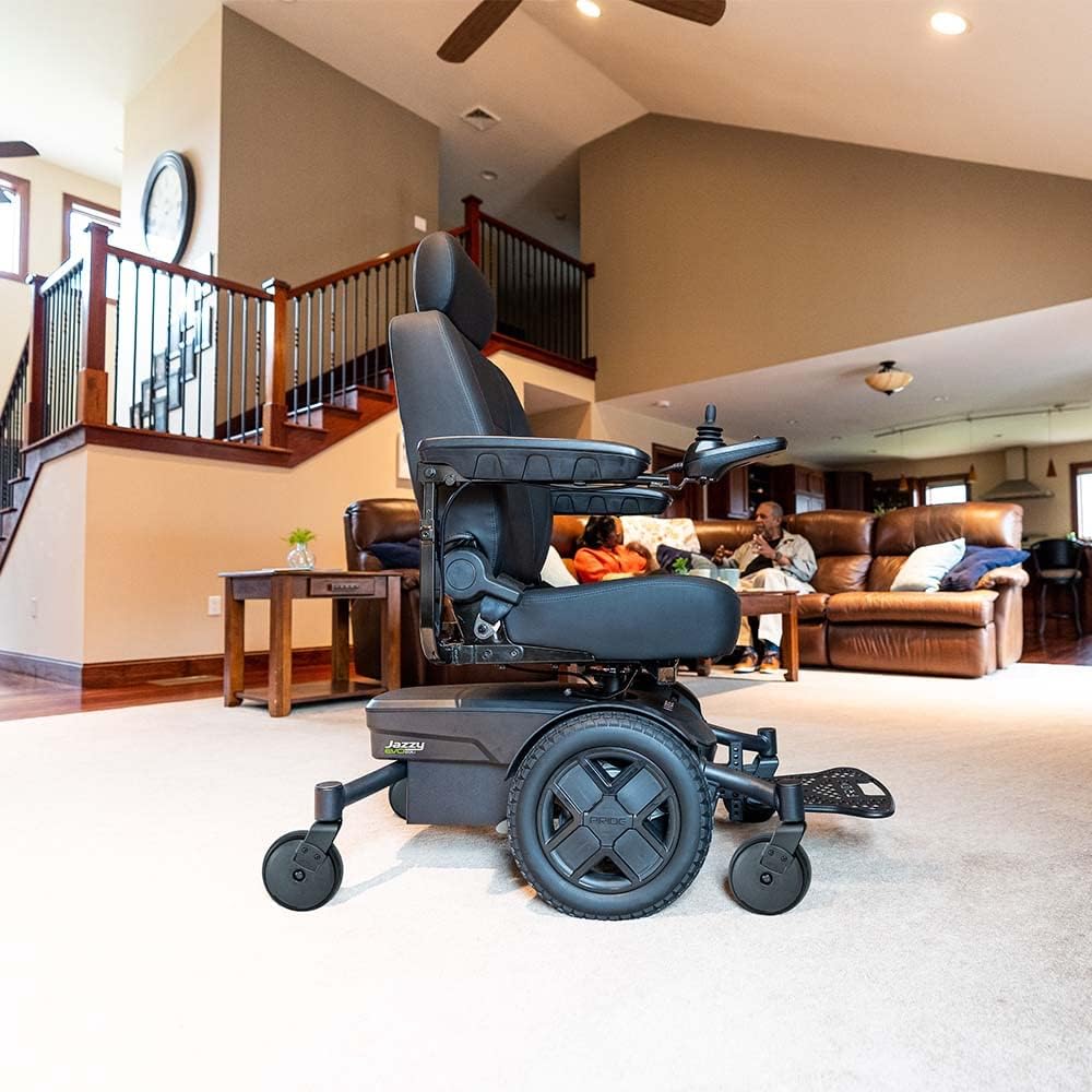 Pride Mobility Jazzy EVO 613 Li Group 2 Power Chair, in-line, Mid Wheel Drive, Motorized Electric Wheelchair for Adults, 300 lbs. WC, Up to 5.1 MPH, 21 or 17.6 Miles Range Per Charge