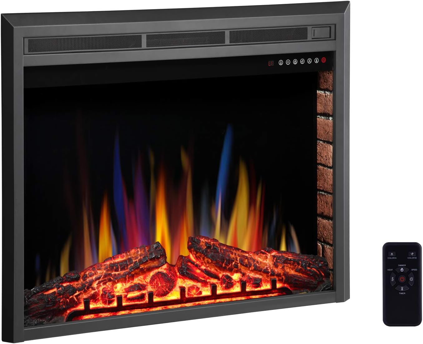 R.W.FLAME 36" Electric Fireplace Insert ,Recessed Electric Stove Heater,Touch Screen,Remote Control,750W-1500W with Timer & Colorful Flame Option