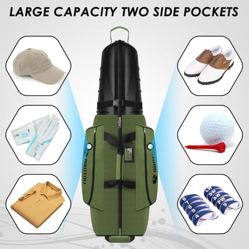 BROTOU Golf Travel Bags for Airlines with Tank Wheels and ABS Hard Shell Top Golf Club Travel Case Waterproof Oxford Fabric Protect Golf Clubs Large Capacity and Easy to Maneuver
