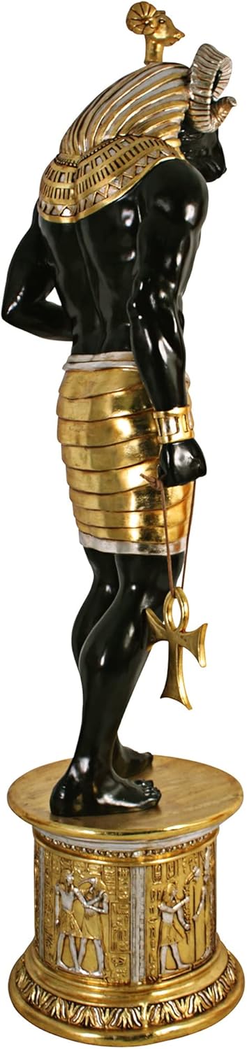 Design Toscano The Egyptian Grand Ruler Life-Size Khnum Statue Atop a Temple Column Mount