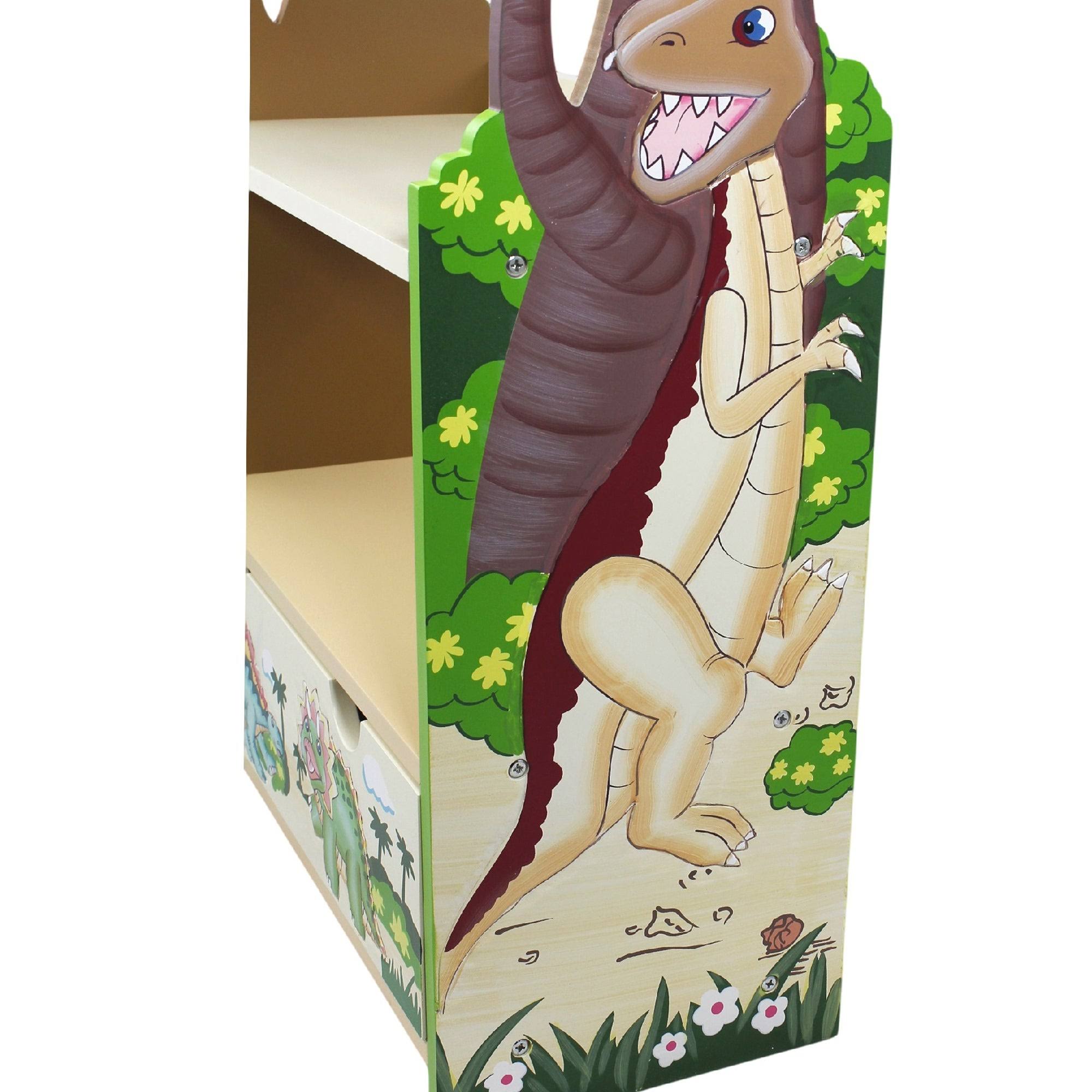 Teamson Kids Dinosaur Kingdom Bookcase With 3 Shelves and Drawer