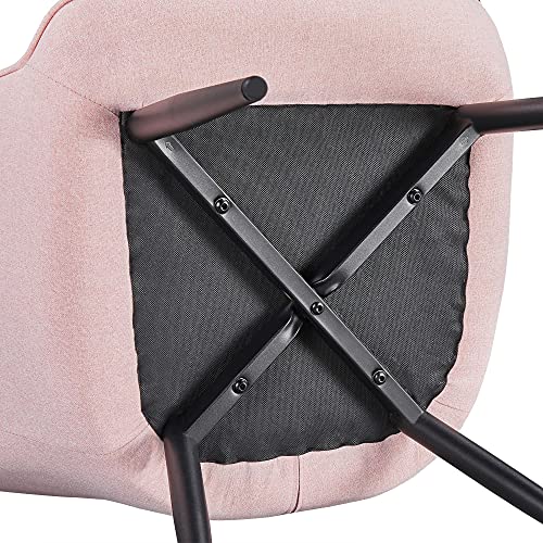 Topeakmart Fabric Upholstered Accent Chair Modern Armchair Dining Chair Curved Back Side Chair for Living Room Dining Room Bedroom Pink