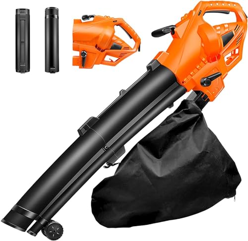Powerful Leaf Blower, 3 in 1 (Leaf Blower + Vacuum Cleaner + Leaf Shredder) Garden Blower, 6-Speed Adjustment, 10:1 Powder Ratio, with 35L Collection Bag, 270 Km/H Electric Garden Duster (Color : 20M