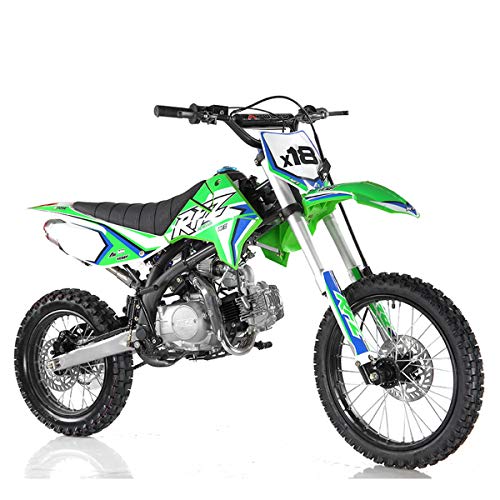 Apollo DB-X18 125CC RFZ Racing Dirt Bike with Twin Spare Heavy Duty Steel Frame Apollo Dirtbike for Youth Adult Big Size Tires 17"/14"