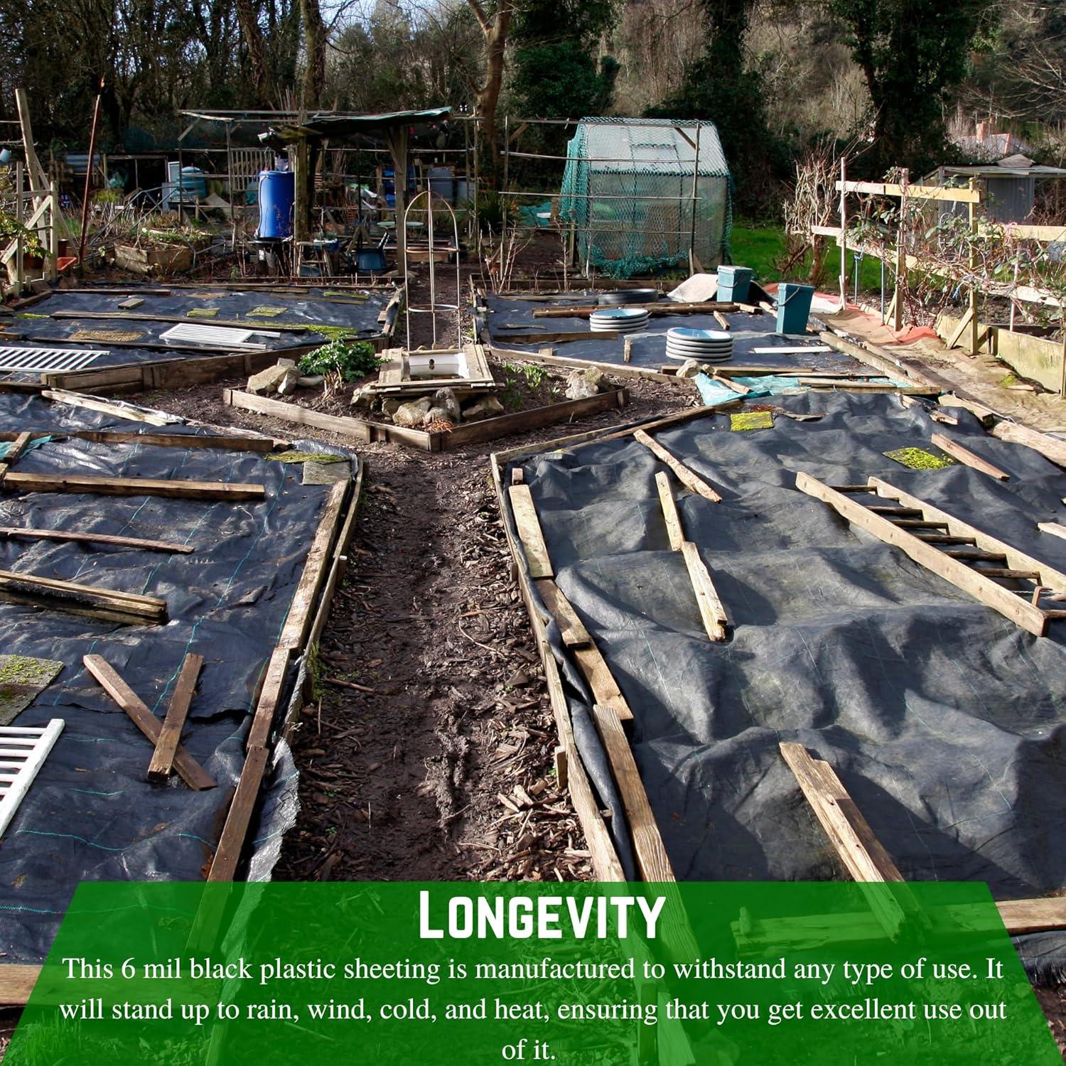 Farm Plastic Supply - Weed Control 6 Mil Black Plastic Sheeting - Heavy Duty Weed Barrier Landscape Fabric for Outdoor Gardens, Non Woven Weed Blocker Fabric, Weed Control (40' x 200')