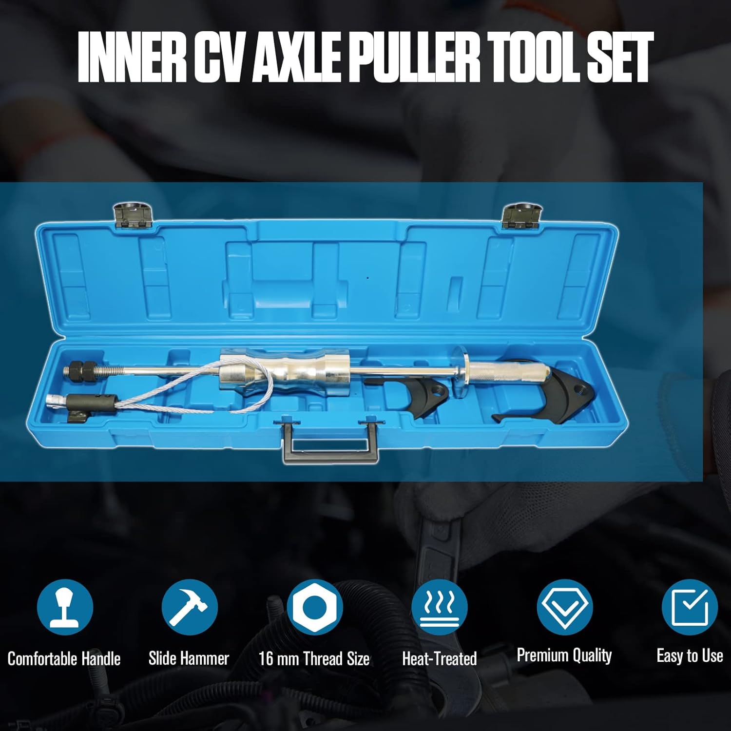 Inner CV Joint Puller Slide Hammer Front Wheel Drive Axle Half Shaft Removal Tool Kit CV Axle Removal Tool Slide Hammer 63mm 48mm CV Joint Fork Adapter Attachments