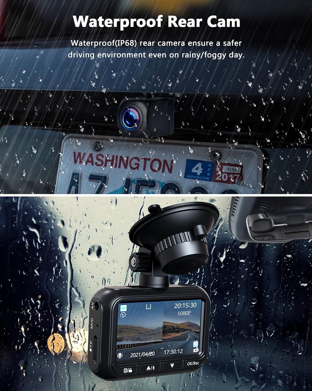 Dash Camera for Cars 1080P Full HD Dual Dash Cam Front and Rear, 2.45" IPS Screen in Car Camera with Waterproof Backup cam,170°Wide Angle WDR Motion Detection Parking Monitor G-Sensor Pack of 2