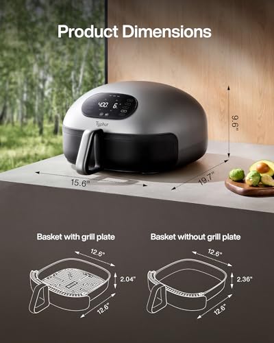Typhur Dome Air Fryer, No.1 Cooking Speed Large Air Fryer with Superior Airflow, Smart Digital Air Fryer with Dishwasher Safe Basket for Quick Easy Meals, Up to 32 Chicken Wings Capacity
