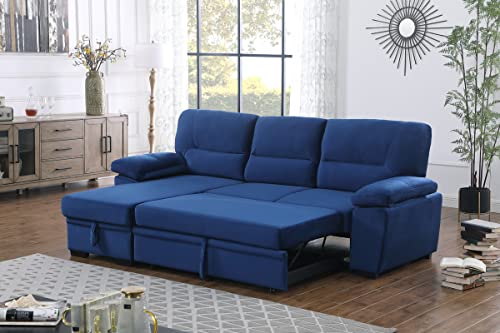 82 Inch Convertible L Shaped Sleeper Sectional Sofa Linen with Storage Chaise, Pull Out Bed,Reversible Corner Couch Design, Black Grey