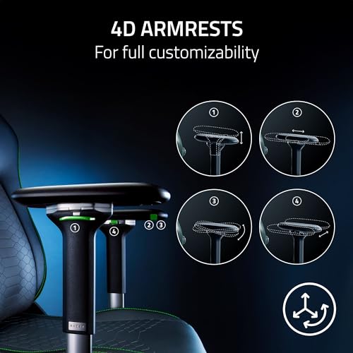Razer Iskur V2 Gaming Chair: Adaptive Lumbar Support - Adjustable Lumbar Curve - High Density Foam Cushions - Reactive Seat Tilt &152-degree Recline - 4D Armrests - Synthetic Leather - Black
