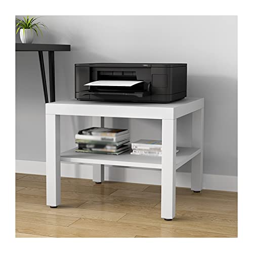 Printer Stand 2 Tiers White Office Laser Printer Copier Stand Under Desk Printer Table Holder Paper Organizer Shelf for Fax Machine Scanner Files Printer Stand for Desk Printer Table with Storage ( Si