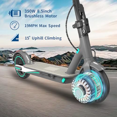 Electric Scooter for Adults, 19Mph, 15/21 Miles Range, Aluminum Alloy E-Scooter with 8.5" Honeycomb Tire, Foldable Escooter with Dual Braking System and App Control