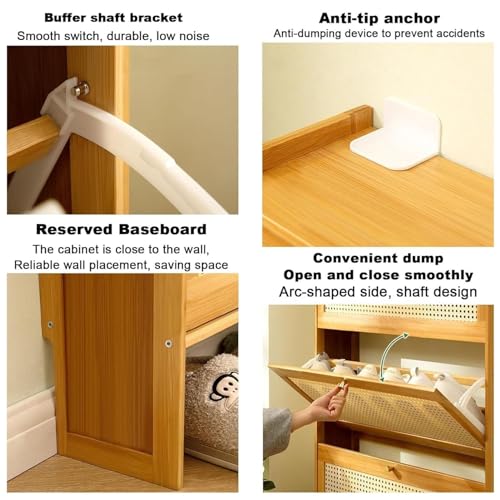 Shoe Racks Storage Cabinet With Doors, Shoe Cupboard, Rattan Slim Shoe Storage, Hallway Cupboard Shoe Racks Storage, Hallway Shoe Storage Cabinet Slim for Entryway Bedroom Living Room Apartment(Size:7