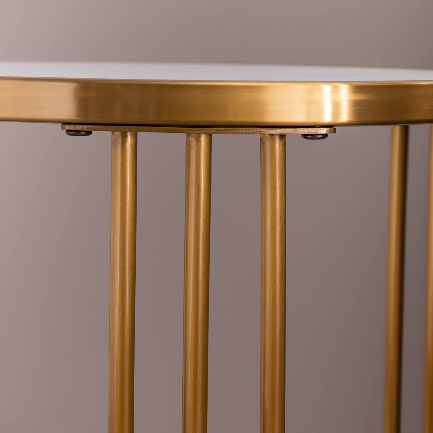Slate,sintered Stone Round Side,end Table with Golden Stainless Steel Frame