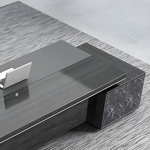 Modern L Shape Executive Desk for CEO Boss Manager, L-Shaped Executive Office Desk with Drawers, Black Writing Desk Working Desk for Office 79" L x 63" W x 29.5" H, Right Hand Return