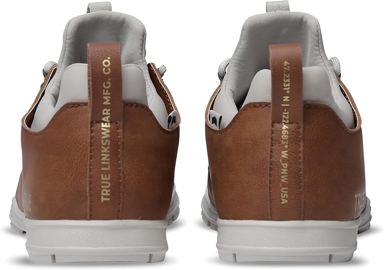 TRUE linkswear Original 1.2 Men's Golf Shoes, for Superior Comfort and Breathability, Soft White/Brown - Size 9