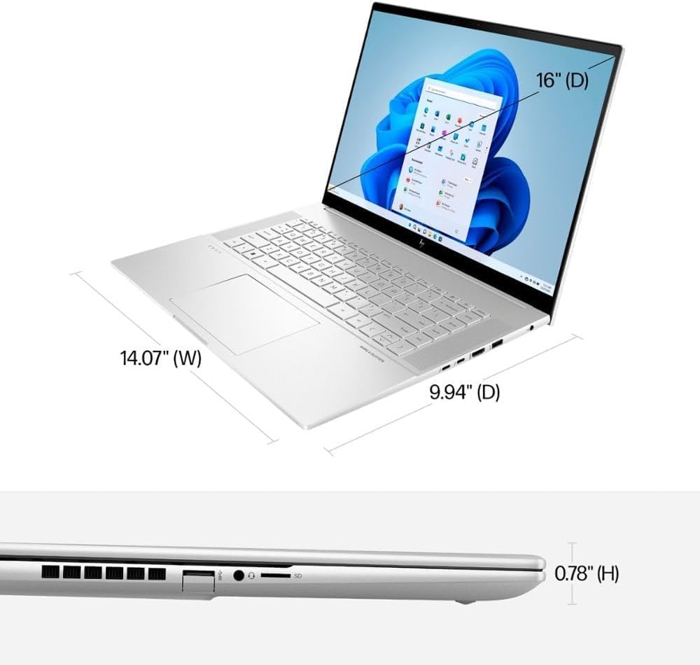 HP Envy 16 16.0" 120Hz 2K Touchscreen (Intel 13th Gen i7-13700H, 64GB DDR5 RAM, 2TB SSD, NVIDIA GeForce RTX 4060 8GB) Workstation & Backlit Gaming Laptop, IST USB-C Hub, WiFi 6E, Win 11 Pro, Sliver