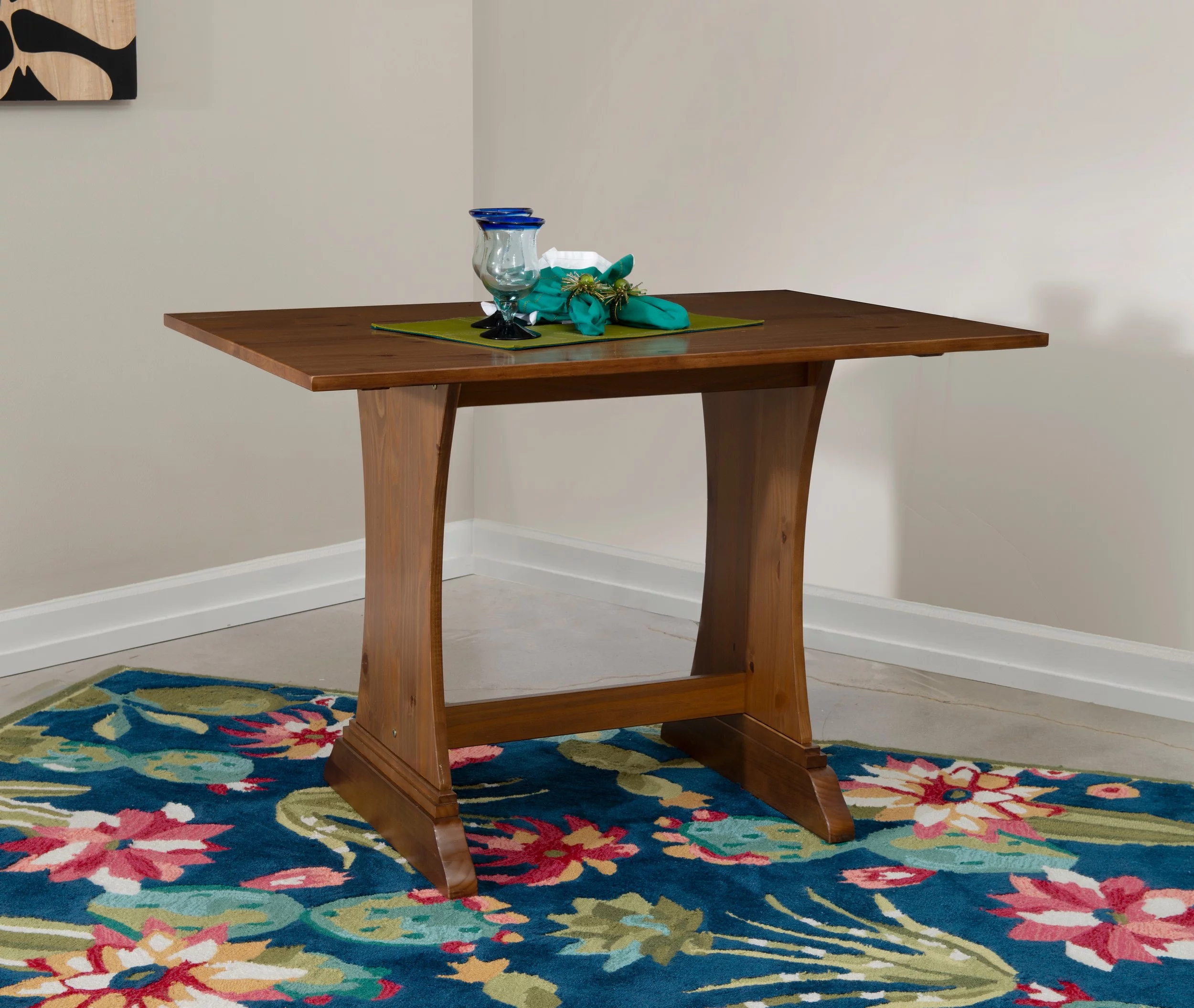 Linon Midwest Wood Corner Dining Breakfast Nook with Table and Storage, Seats 5-6, Natural Pine