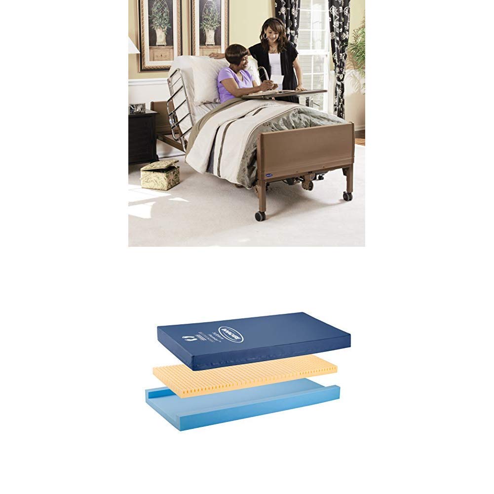 Invacare Homecare Bed Bundle | Innerspring Mattress & Full Bed Rails | Full-Electric Hospital Bed for Home Use