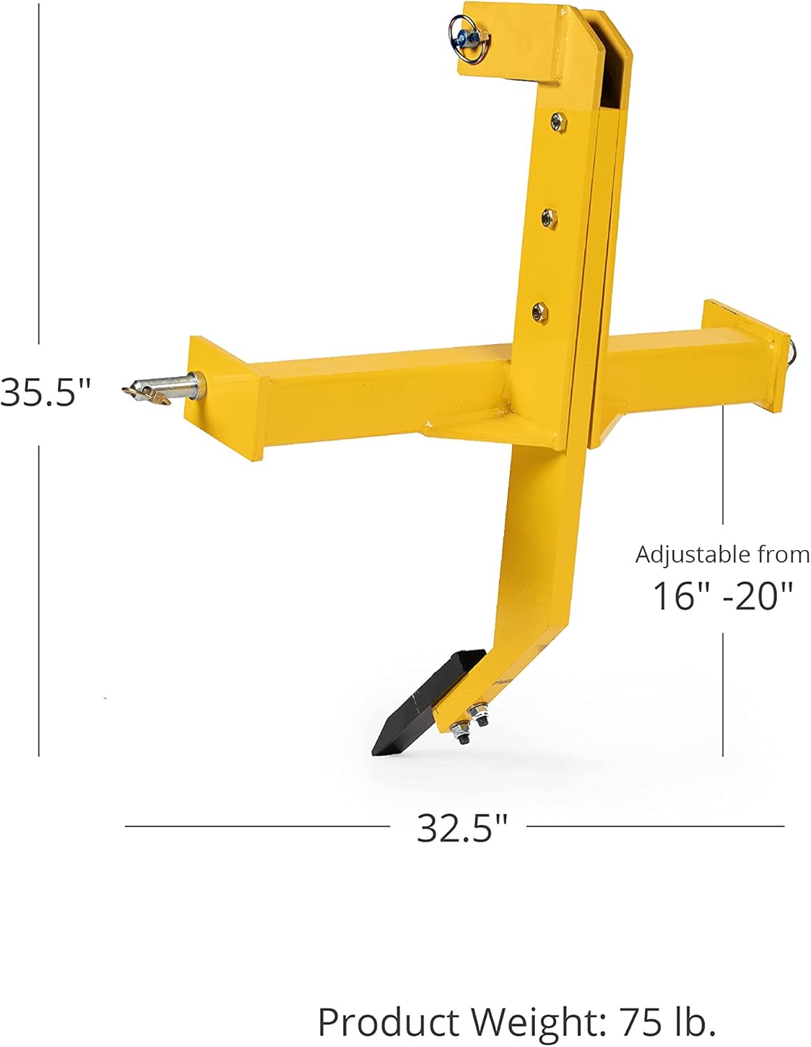 Titan Attachments 20" Subsoiler Single Tine Ripper, 8.5" x 1.5" Shank Ripper Tooth, Category 1, 3 Point Attachment