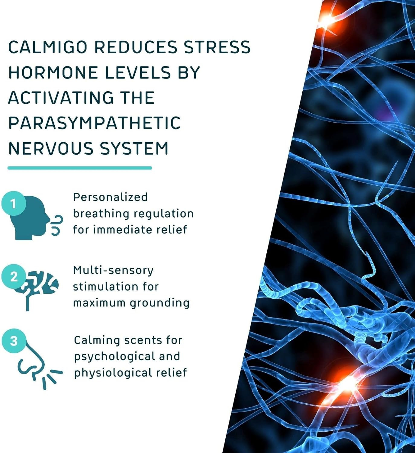 CalmiGo Anxiousness & Stress-Relief Natural Calming Device, Peppermint Scent, Purple