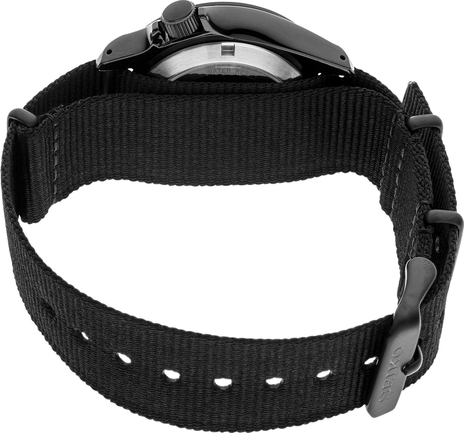 SEIKO Men's 5 Sports Stainless Steel Automatic Watch with Nylon Strap, Black, 22 (Model: SRPE69)