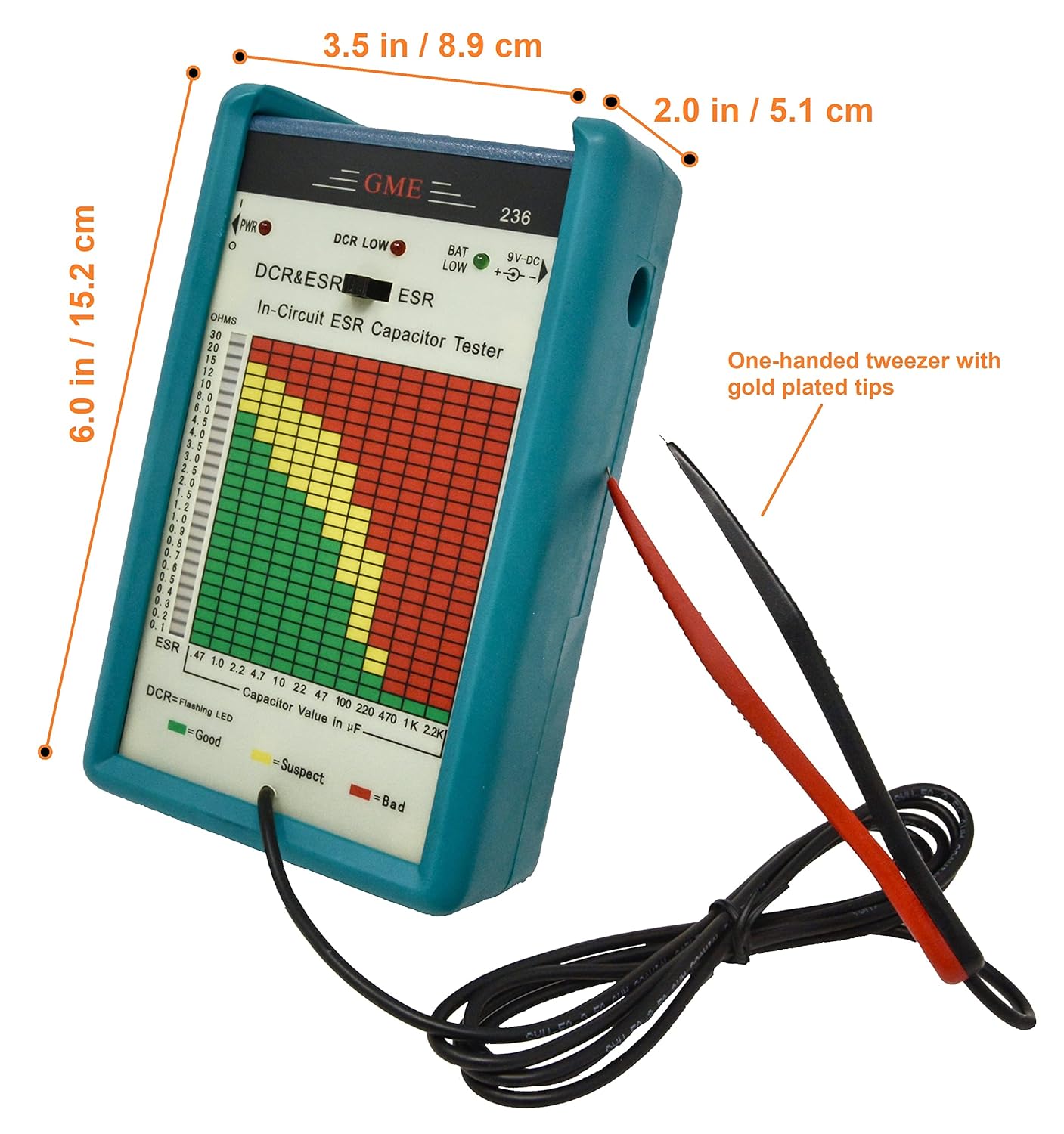 GME Professional in Circuit ESR Capacitor Tester, Capacitance Meter, Designed and Engineered in the USA Pack of 2