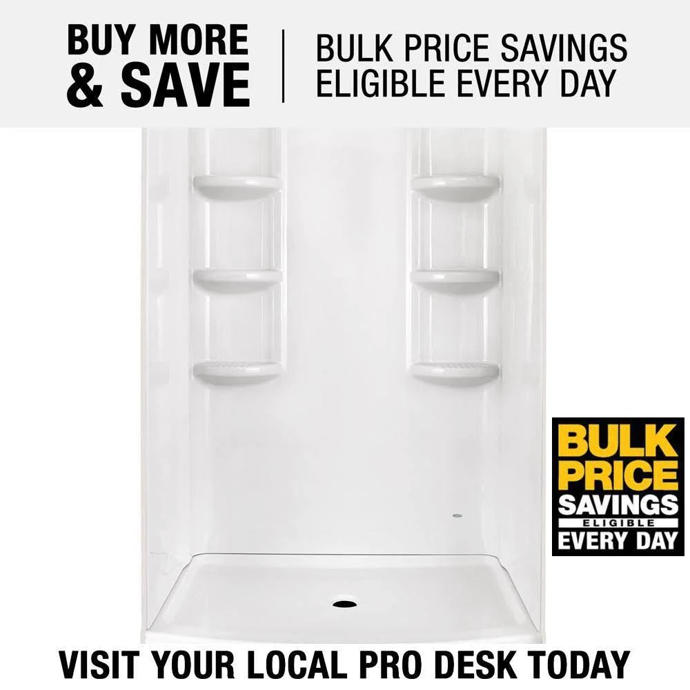 American Standard Ovation 30 in. x 48 in. 3-Piece Direct-to-Stud Shower Wall in Arctic White