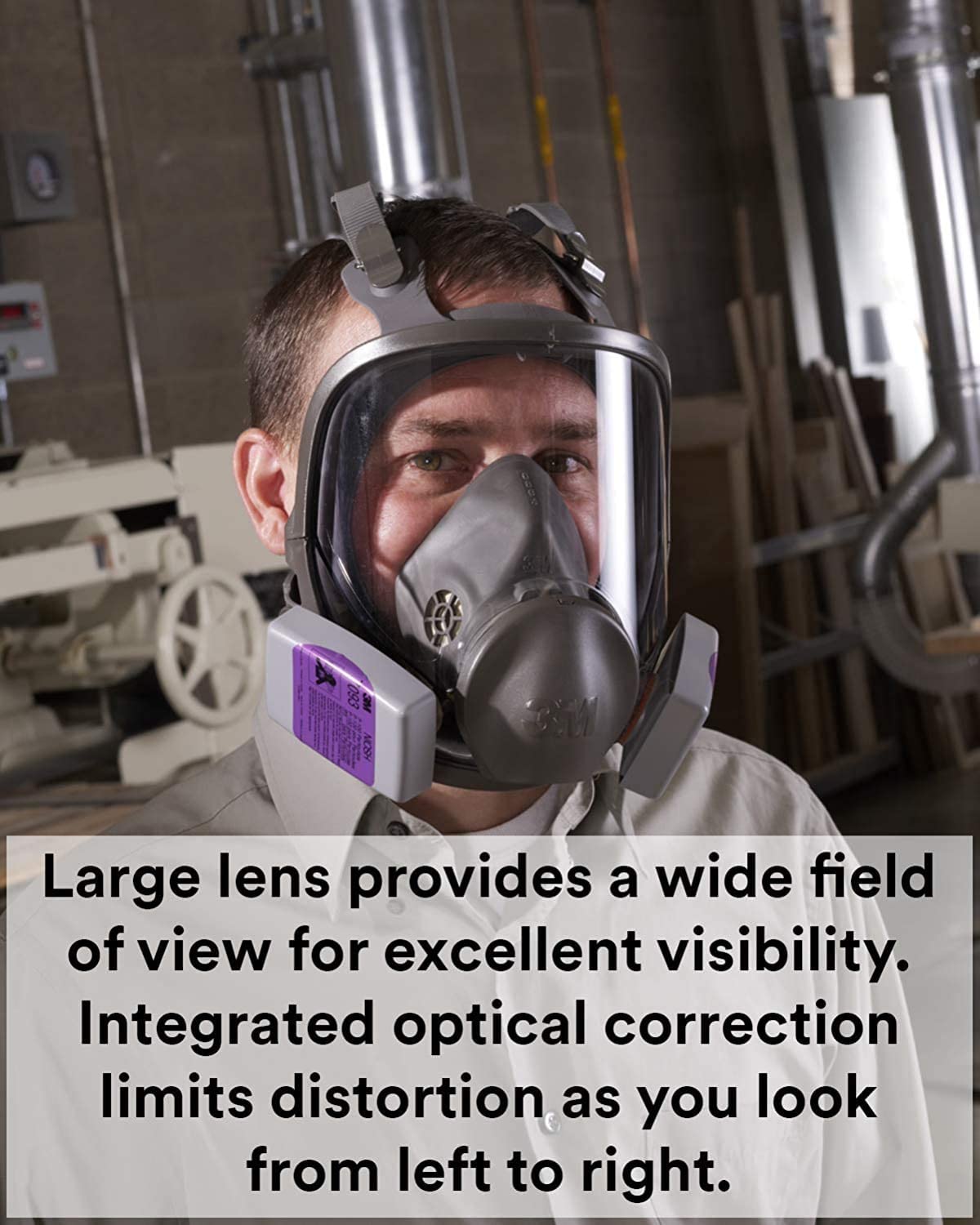 3M Safety 142-6800 Safety Reusable Full Face Mask Respirator, Grey, Medium
