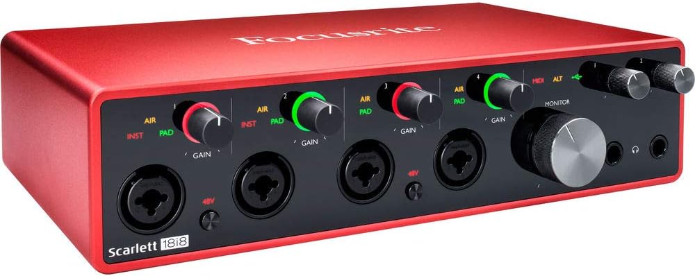 Focusrite Scarlett 18i8 USB Audio Interface (3rd Gen) Bundle with 4x XLR-XLR Cable