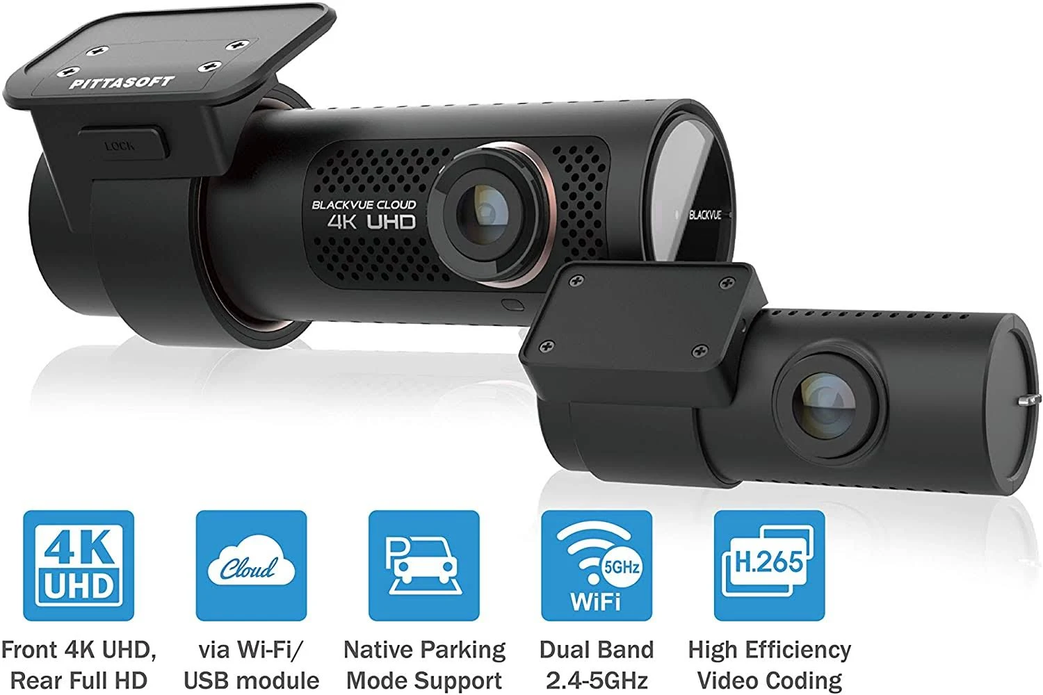 BlackVue DR900X-2CH | 4K UHD Cloud Dashcam | Built-in Wi-Fi, GPS, Parking Mode Voltage Monitor (32GB, 64gb, 128gb, 256GB) 128GB