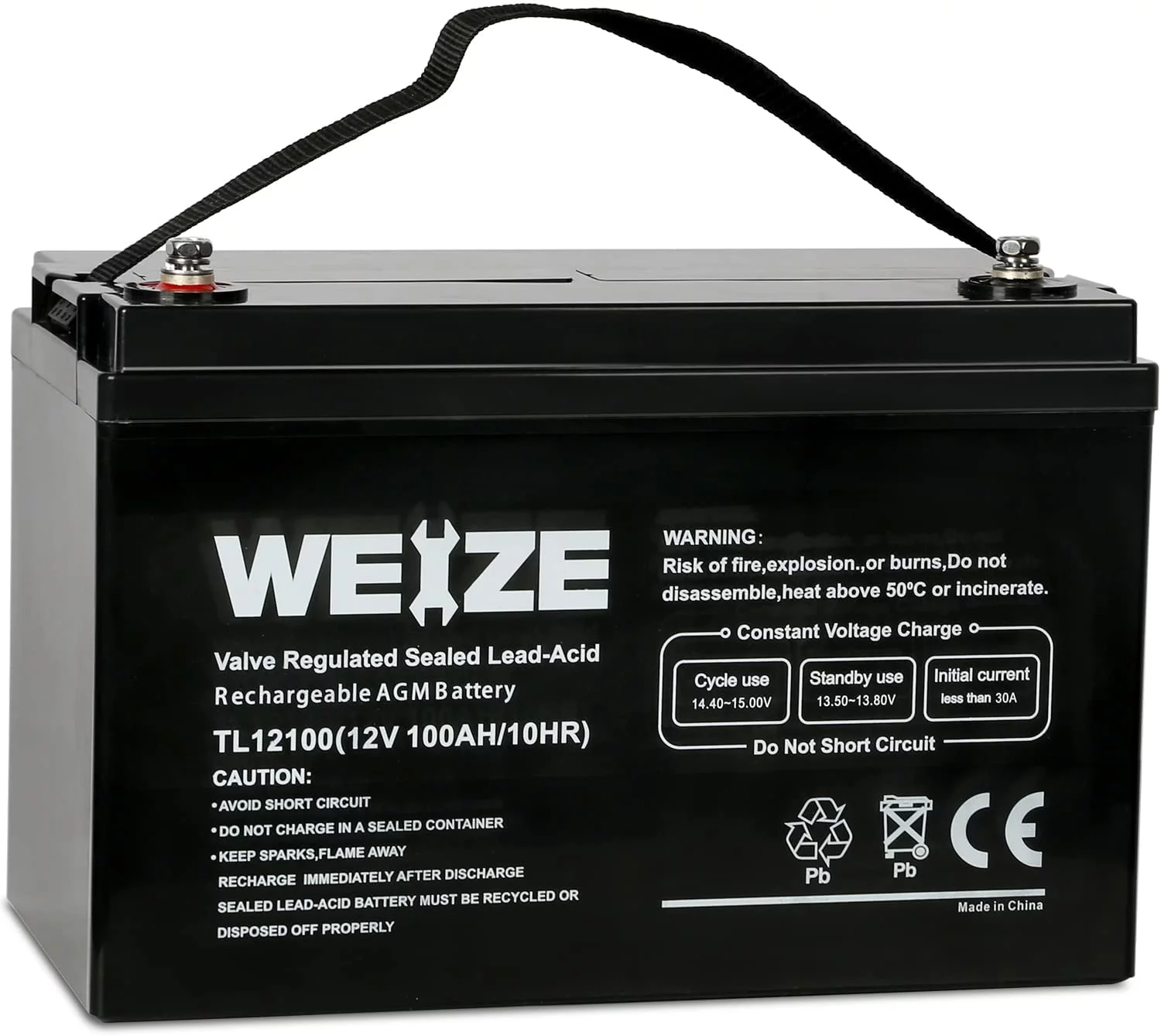 12V 100AH Sealed Lead Acid Rechargeable Deep Cycle SLA AGM Battery
