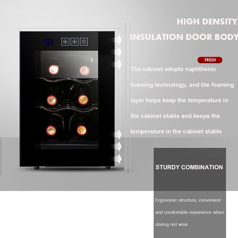 20 Bottle Freestanding Wine Refrigerator, Quiet Countertop Wine Cooler, Wine Refrigerator with Digital Temperature Control and Glass Door, Household Electronic Wine Cooler
