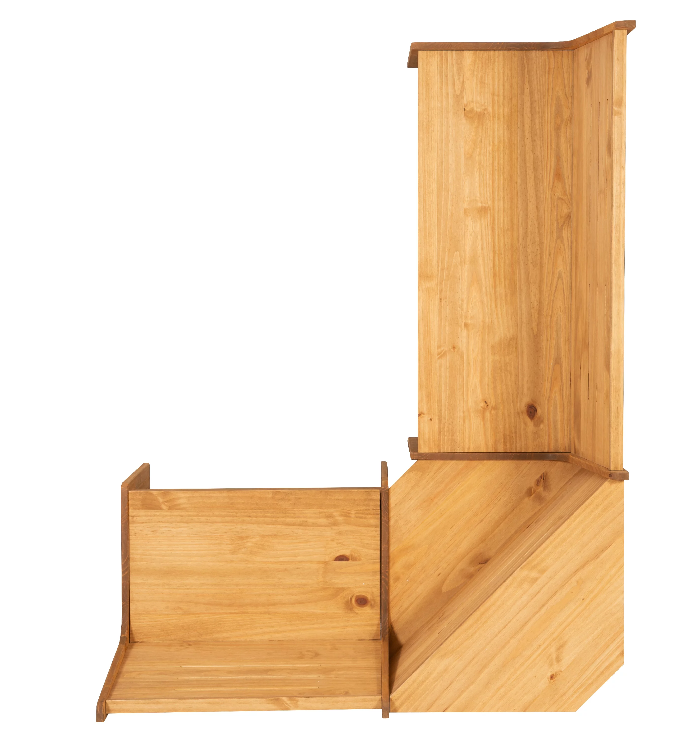 Linon Wickford Corner Dining Breakfast Nook Set with Storage, Table, and Bench, Seats 5-6, Natural Finish