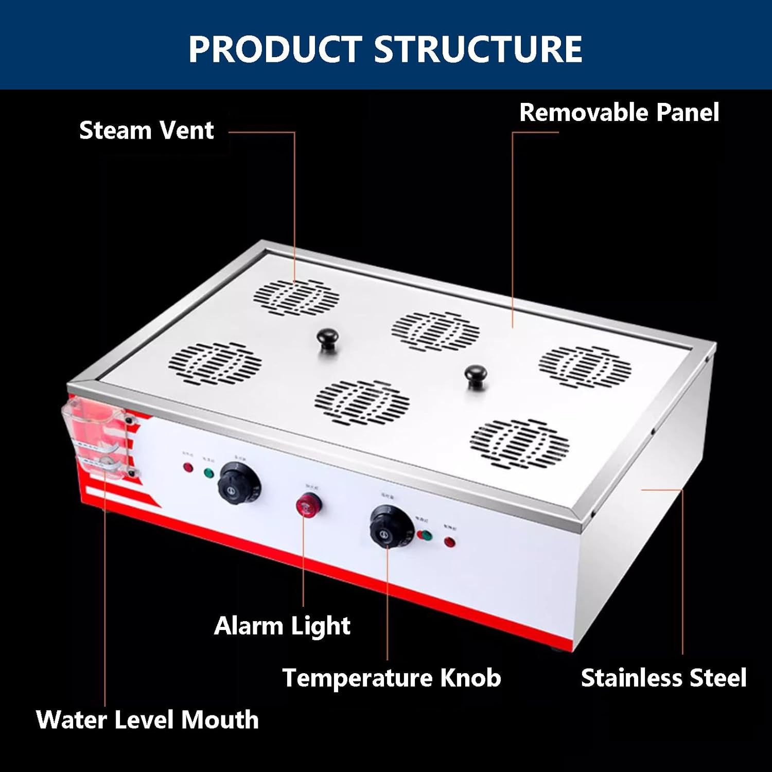 Electric Steamed Buns Machine for Commercial and Home Use/Food Warmer Steamed Bun Oven with Water Level Port & Steam Vent / 30-110℃ Temperature Control Buns Steaming Machine