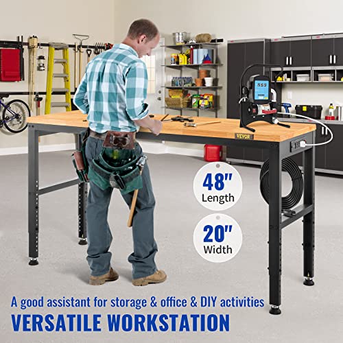 VEVOR 60" 2000LB Adjustable Workbench with Outlets & Bench Vise with 4.5" Jaw Width for Workshop Garage