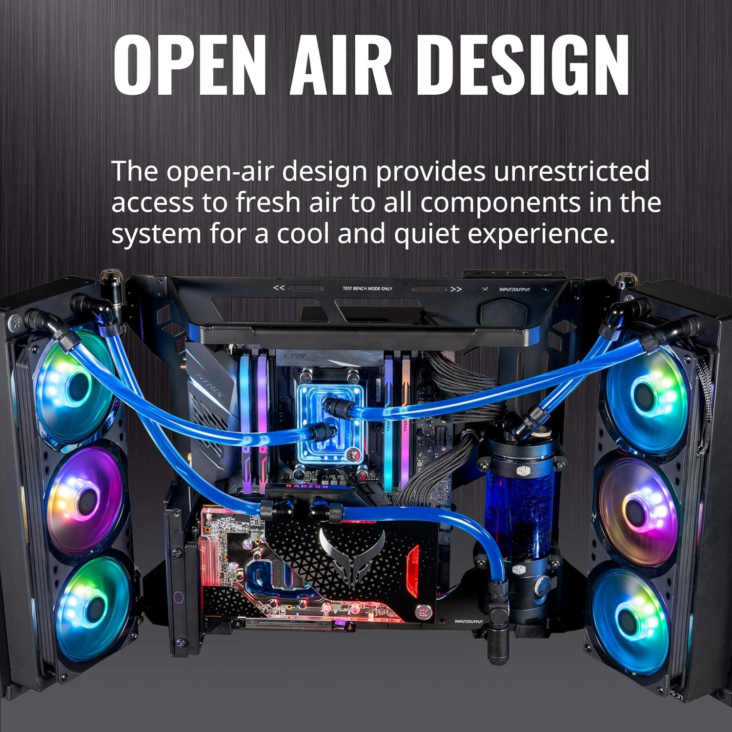 Cooler Master MasterFrame 700 Custom Test Bench/Open-Air ATX PC Case, Panoramic Tempered Glass, Premium Variable Friction Hinges, Built-in VESA Mount