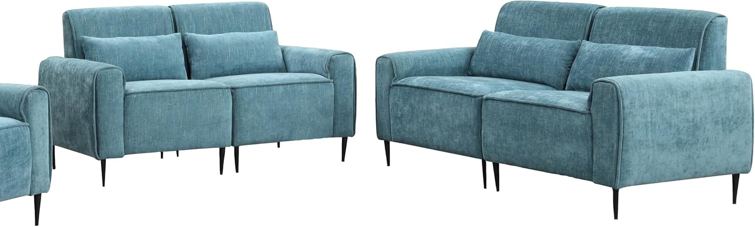 GOWE Valentina 74" Blue Chenille Sofa Loveseat Living Room Set