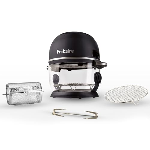 Fritaire Non-Toxic Air Fryer - Glass AirFryer 5 Quart w/ 360 Visibility, Self-Cleaning, 400F Vortex Air Fryer for Even Cooking, BPA-Free Teflon Free, 6-in-1 Functions Bake - Black/White
