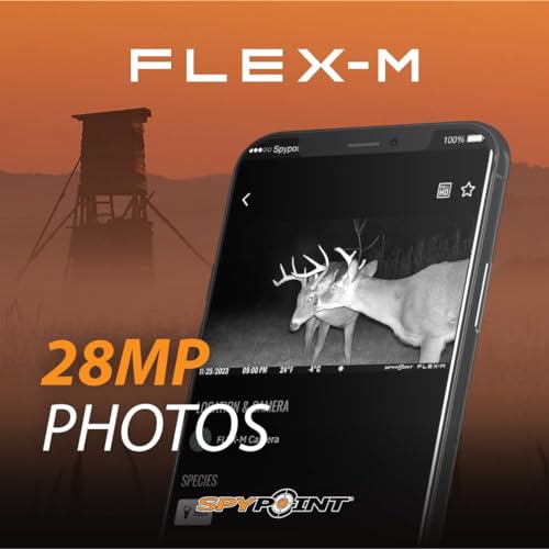 SPYPOINT FLEX-M Twin Pack Cellular Trail Cameras - Best Value in Hunting Accessories, No WiFi Needed, GPS, Night Vision, Dual-Sim LTE, IP65 Water-Resistant, 28MP Photos, 720p Videos + Sound (2)