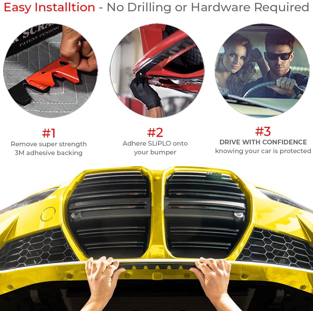 SLIPLO Ultra Universal Front Bumper Scrape Guard Skid Plate Bumper Protection for Lowered Cars, Carbon Fiber Splitters and Aftermarket Bumper Lips, Anti-Scratch DIY Bumper Protector Kit v2