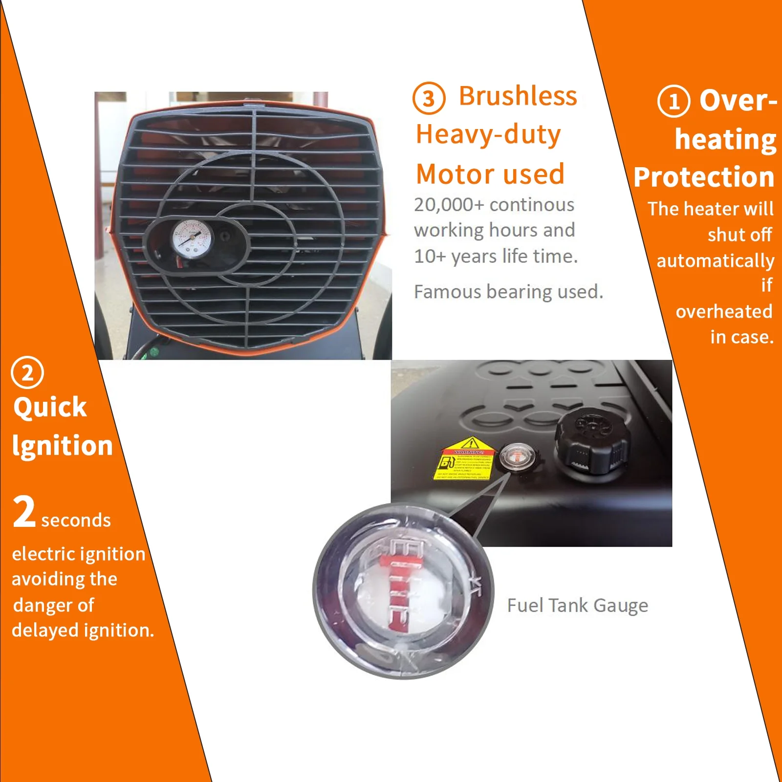KEHOMY 220 Portable Movable Torpedo Forced Air 215000BTU Heavy-duty Kerosene/Diesel Heater with Thermostat Control and Overheat Protection for Jobsite,Garage,Construction Site and Farm