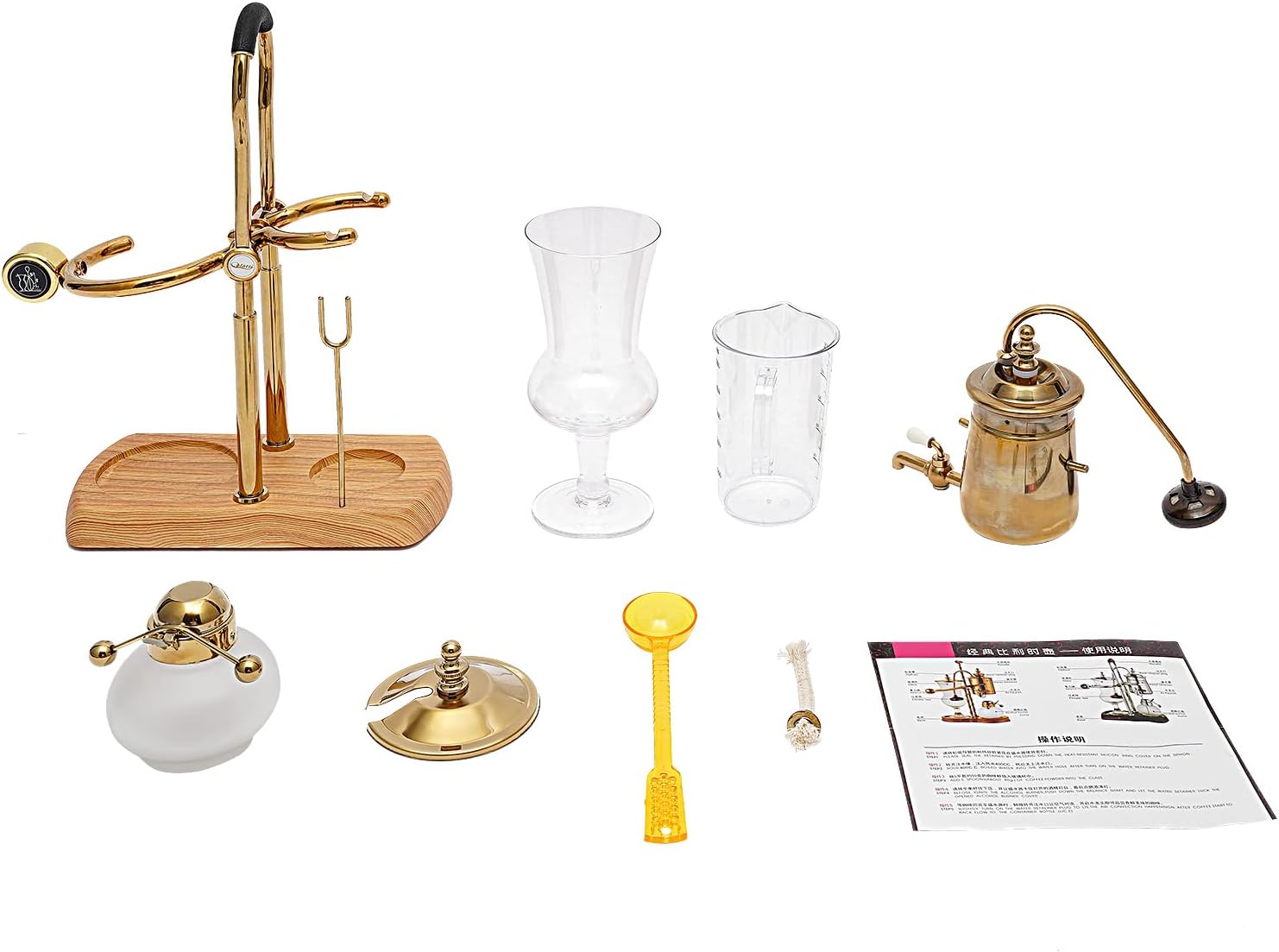 Belgian Belgium Luxury Royal Family Balance Syphon Siphon Coffee Maker, 400ml/15OZ Luxury Golden Manual Coffee Maker With Measuring Cup, Unique Siphon Brewer Siphon Coffee Maker Kit For Office