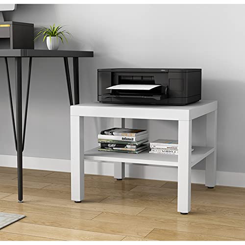 Printer Stand 2 Tiers White Office Laser Printer Copier Stand Under Desk Printer Table Holder Paper Organizer Shelf for Fax Machine Scanner Files Printer Stand for Desk Printer Table with Storage ( Si