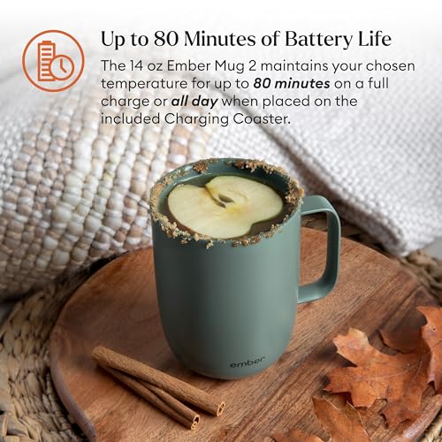 Ember Temperature Control Smart Mug 2, 14 Oz, App-Controlled Heated Coffee Mug with 80 Min Battery Life and Improved Design, Black