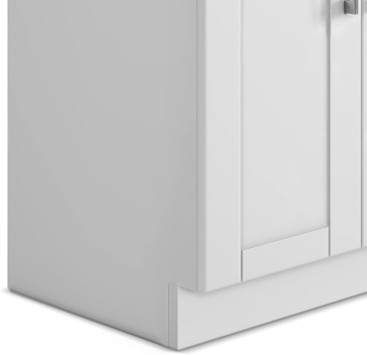 SIMPLIHOME Modern Wide Shaker Transitional 28 Inch Laundry Cabinet with Faucet and Stainless Steel Sink in White, For the Laundry Room and Utility Room