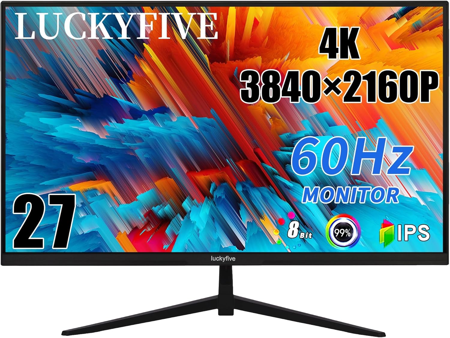 27'' UHD (3840 x 2160) IPS Zero-Frame LED Monitor, 4K Computer Monitor with Speakers,60Hz,99% sRGB,5ms,2X HDMI,DisplayPort,VESA,Tilt