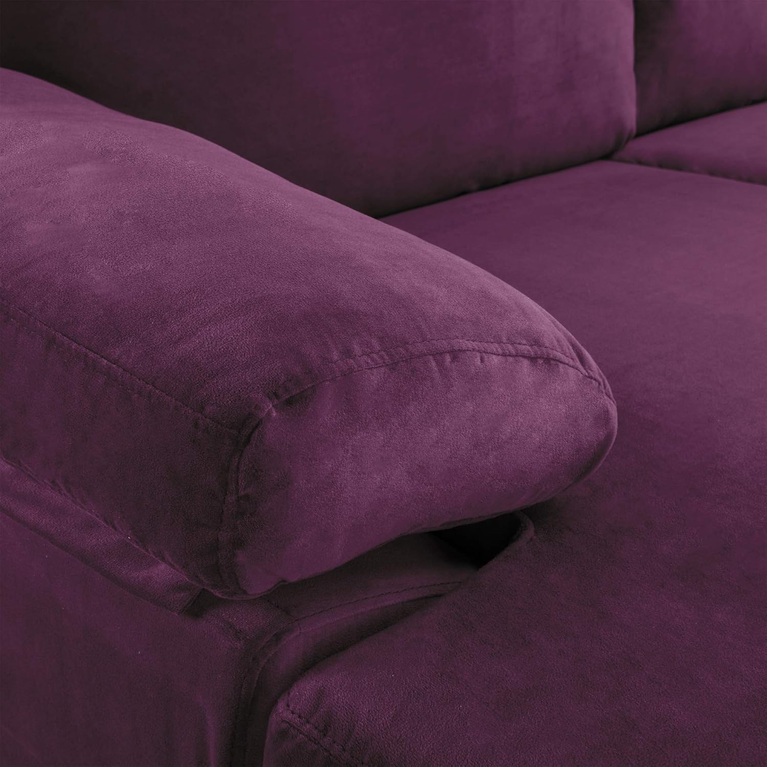 Casa Andrea Milano Modern Large Velvet L-Shape Sectional Sofa, with Extra Wide Chaise Lounge Couch, 51"D x 101"W x 31"Hc, Purple